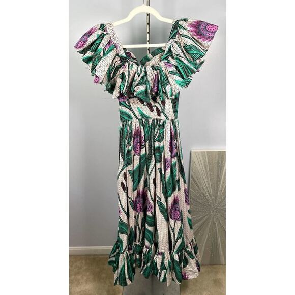 Sika Off the Shoulder Floral Printed Ruffle Maxi Dress Size 00 - Picture 5 of 14